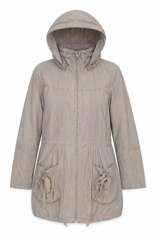 Front view of Denim Co women’s grey jacket coat, size UK 10