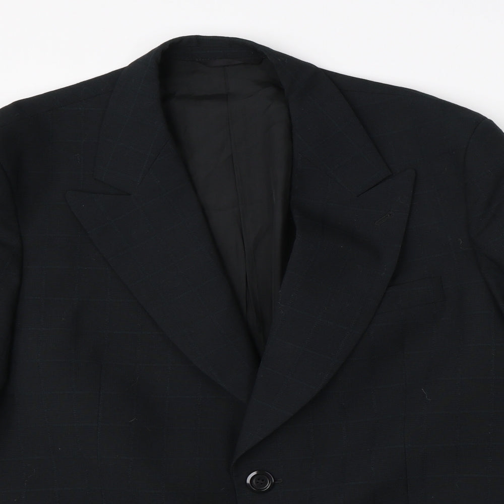 Odevni Prumysl Mens Black Check  Jacket Suit Jacket Size 44