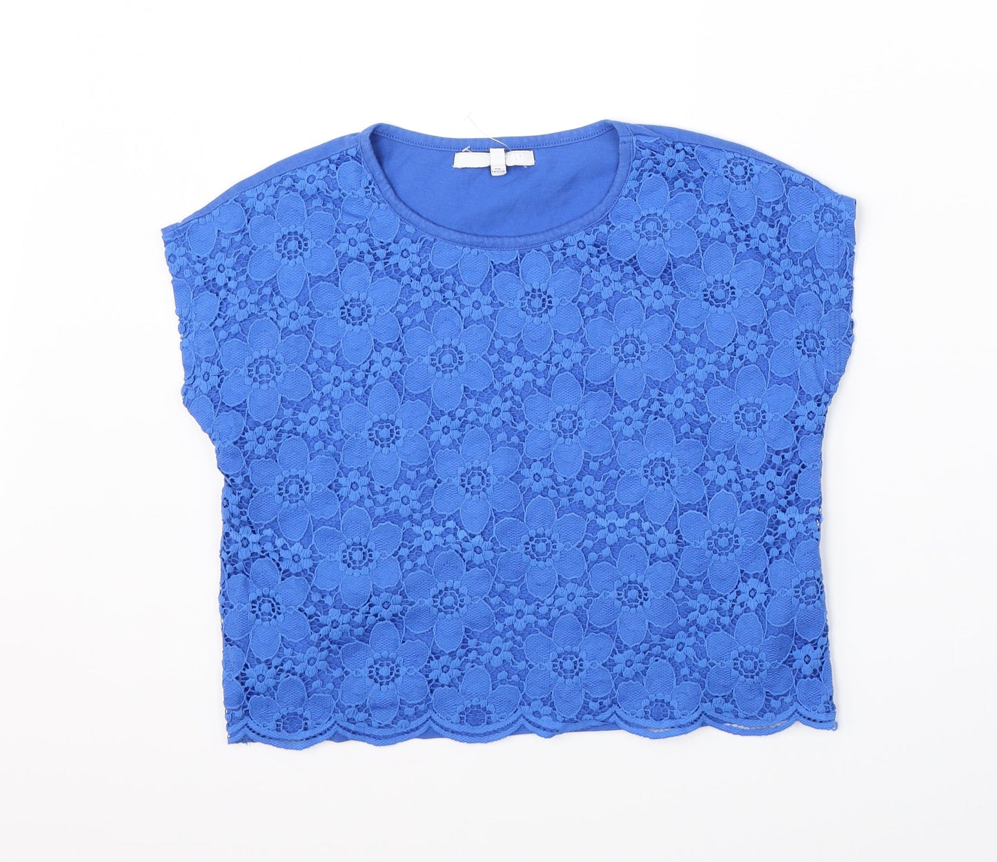 Marks & Spencer Girls Blue Floral  Cropped T-Shirt Size 10-11 Years