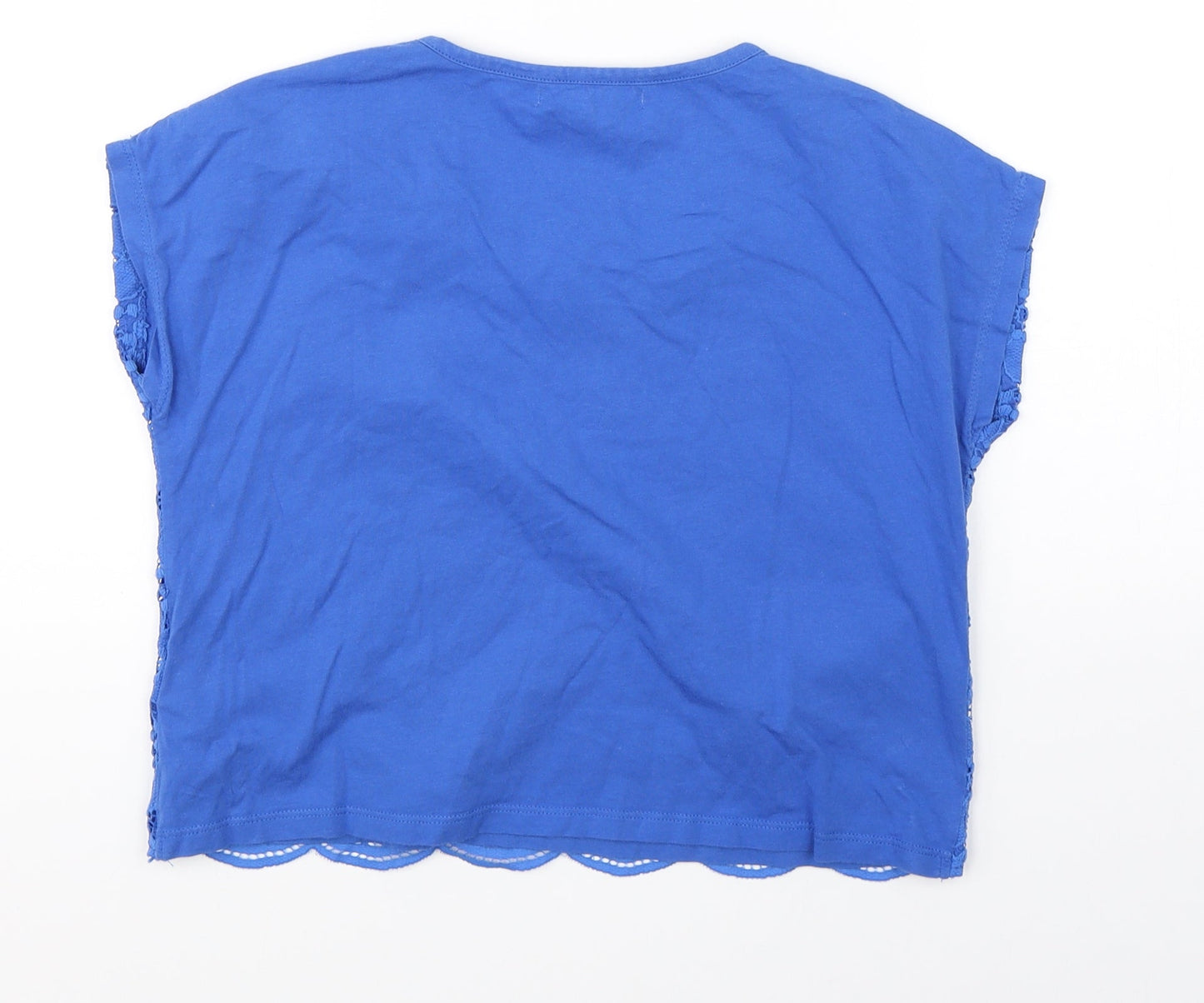 Marks & Spencer Girls Blue Floral  Cropped T-Shirt Size 10-11 Years