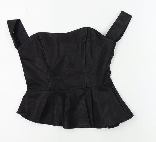 Missguided Womens Black   Basic Blouse Size 6  - faux leather