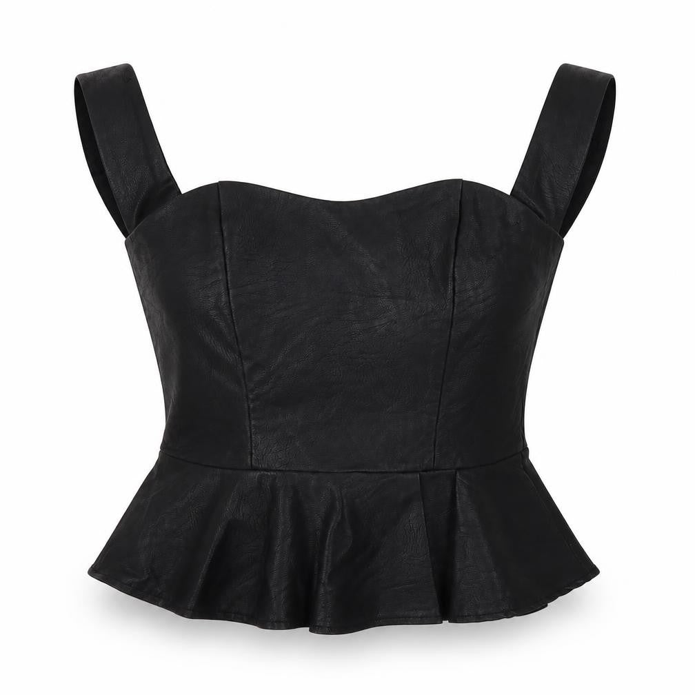 Missguided Womens Black   Basic Blouse Size 6  - faux leather