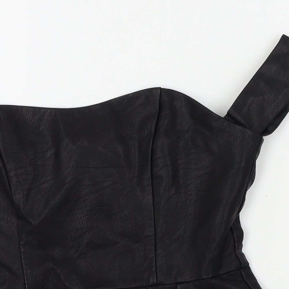 Missguided Womens Black   Basic Blouse Size 6  - faux leather