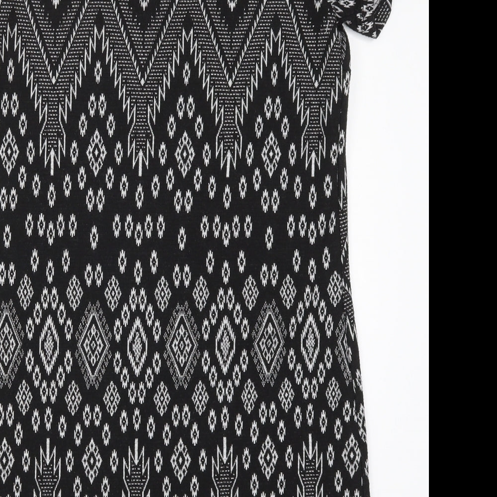 New Look Womens Black Geometric  T-Shirt Dress  Size 12