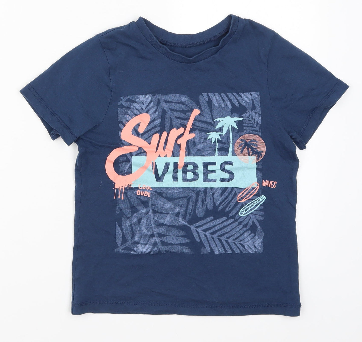 George Boys Blue   Basic T-Shirt Size 7-8 Years  - Surf Vibes
