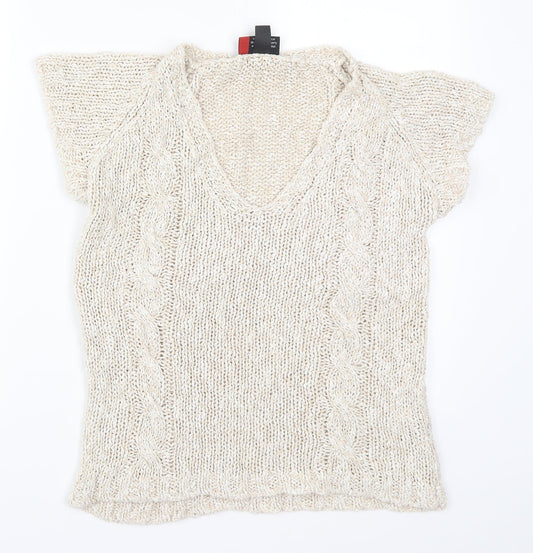 Sweater Shp Womens Beige  Knit Pullover Jumper Size S