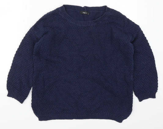 M&Co Womens Blue  Knit Pullover Jumper Size 12