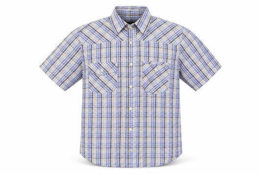 Lime Mens Blue Check   Button-Up Size XL