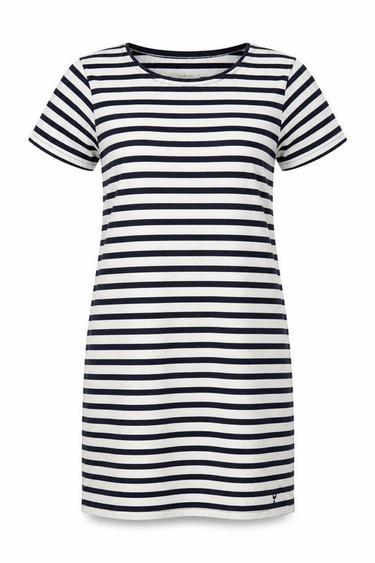 Quba & Co. Womens White Striped  T-Shirt Dress  Size 8