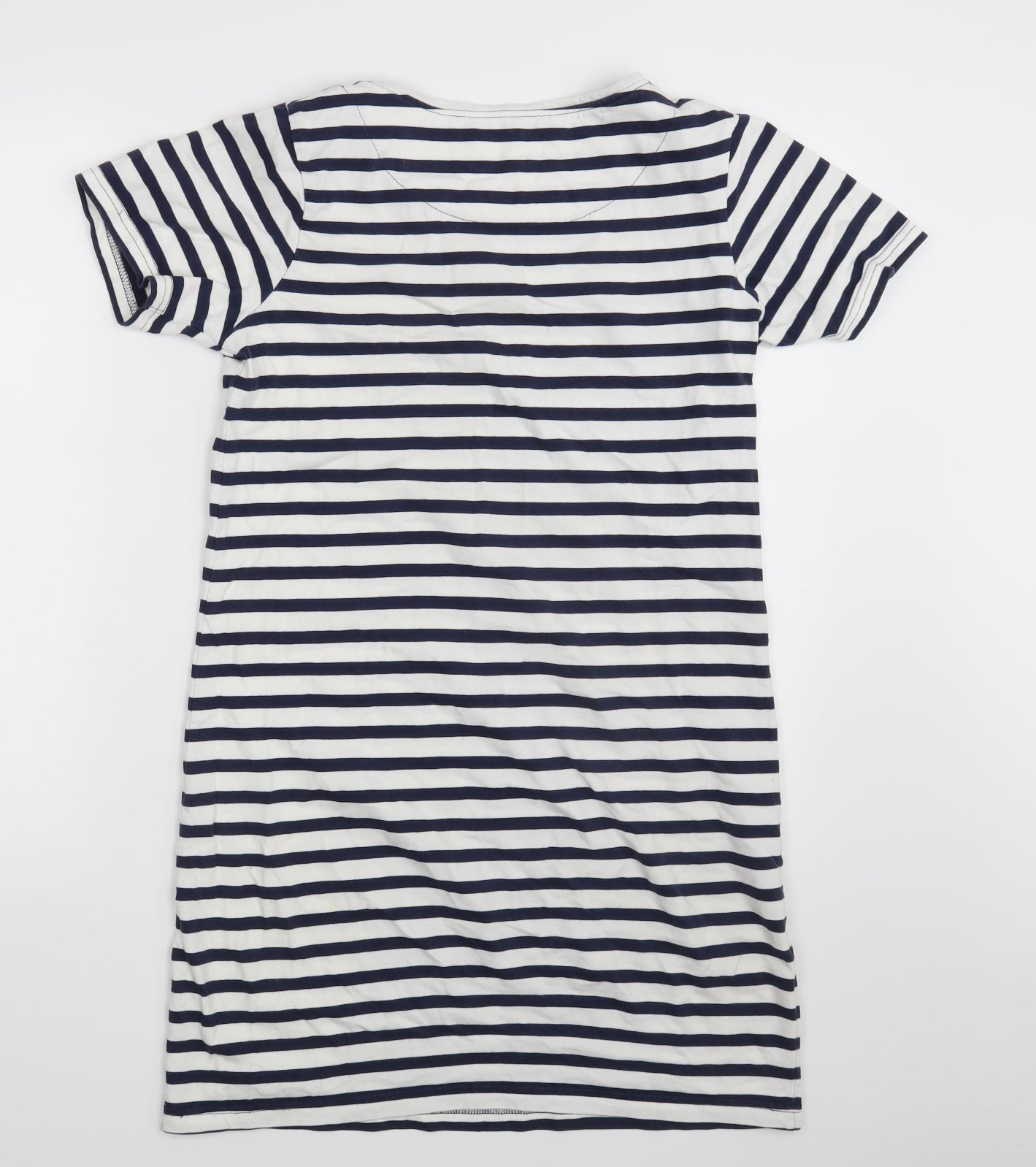 Quba & Co. Womens White Striped  T-Shirt Dress  Size 8