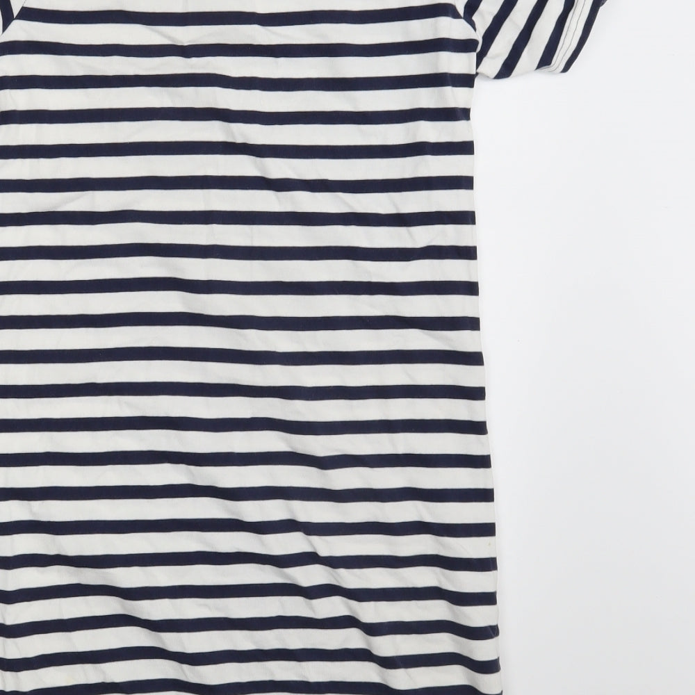 Quba & Co. Womens White Striped  T-Shirt Dress  Size 8