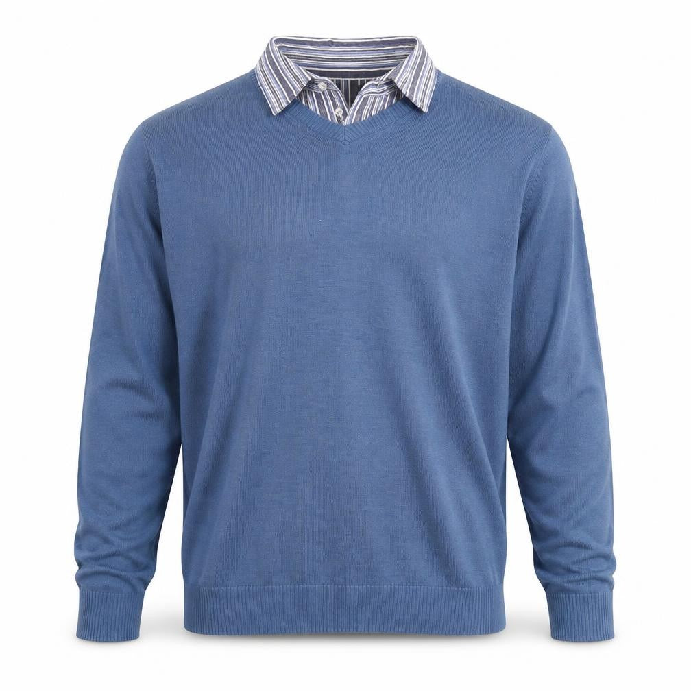 Southbay Mens Blue Striped Knit Pullover Jumper Size M