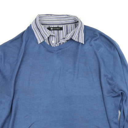 Southbay Mens Blue Striped Knit Pullover Jumper Size M