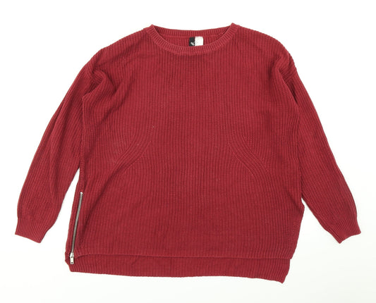 Divided Womens Red  Knit Pullover Jumper Size S