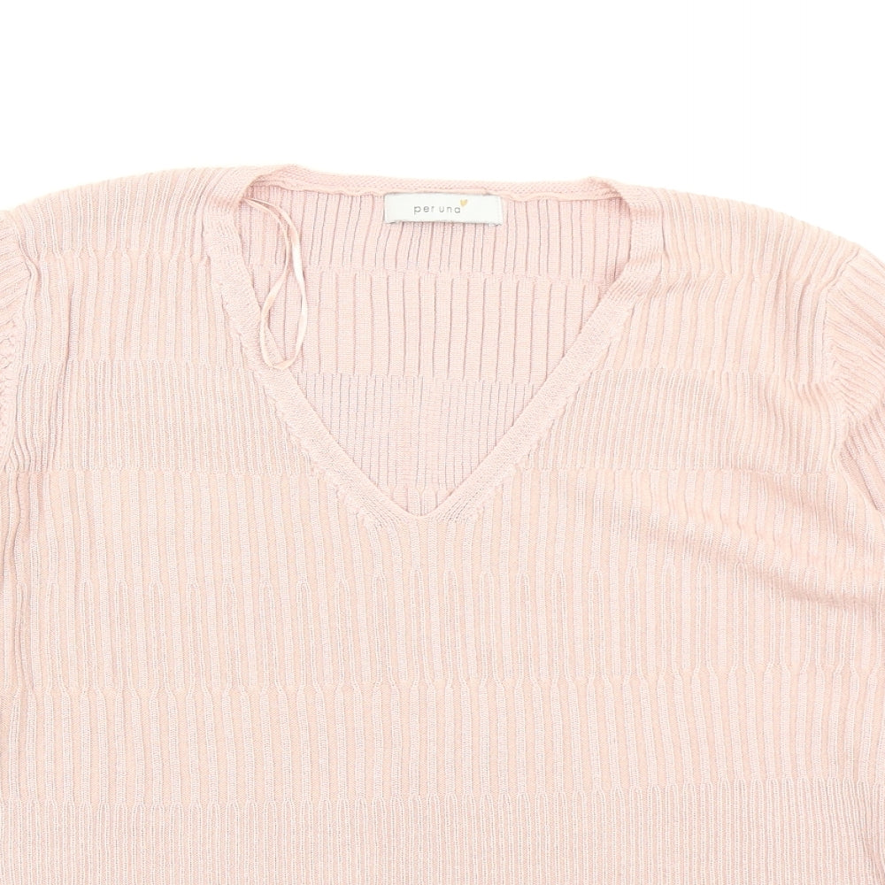 Per Uap Womens Pink  Knit Pullover Jumper Size 16