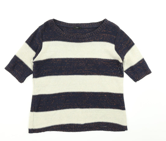 M&Co Womens Beige Striped Knit Pullover Jumper Size M