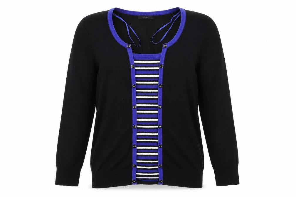 M&Co Womens Black Striped Knit Pullover Jumper Size 12