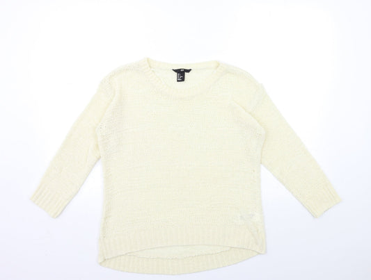 H&M Womens Ivory  Knit Pullover Jumper Size S