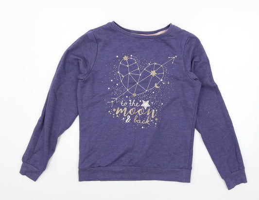George Womens Blue Geometric Jersey Top Pyjama Top Size 8  - To the moon and back