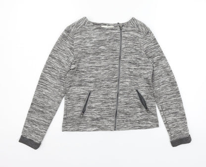 Additional front view of C&A girls’ grey striped jersey jacket, size 9-10, years