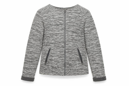 Front view of C&A girls’ grey striped jersey jacket, size 9-10, years