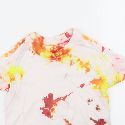 Close-up detail of lily and dan girls’ multicoloured basic t-shirt, size 5-6, years