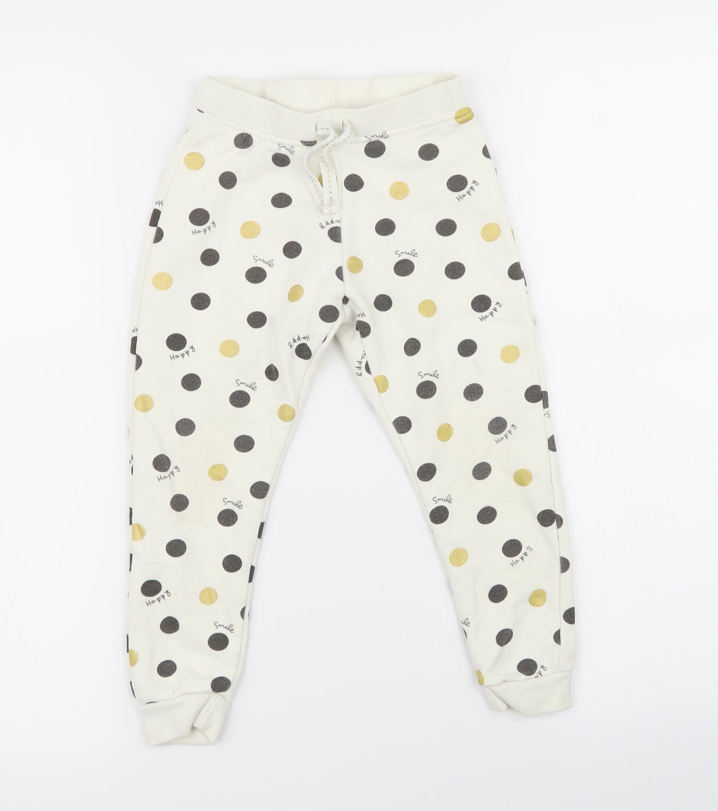 Primark Girls White Polka Dot  Jogger Trousers Size 2 Years