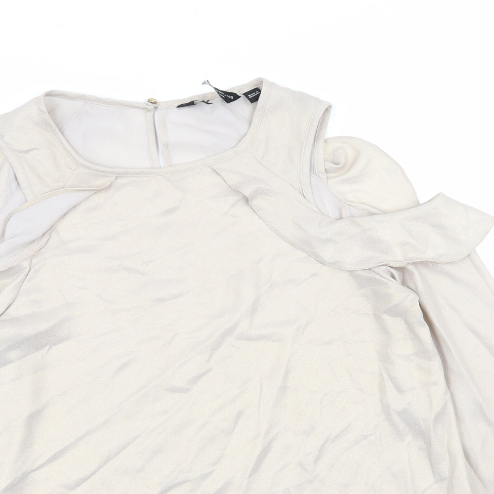 Dorothy Perkins Womens Beige   Basic Blouse Size 8