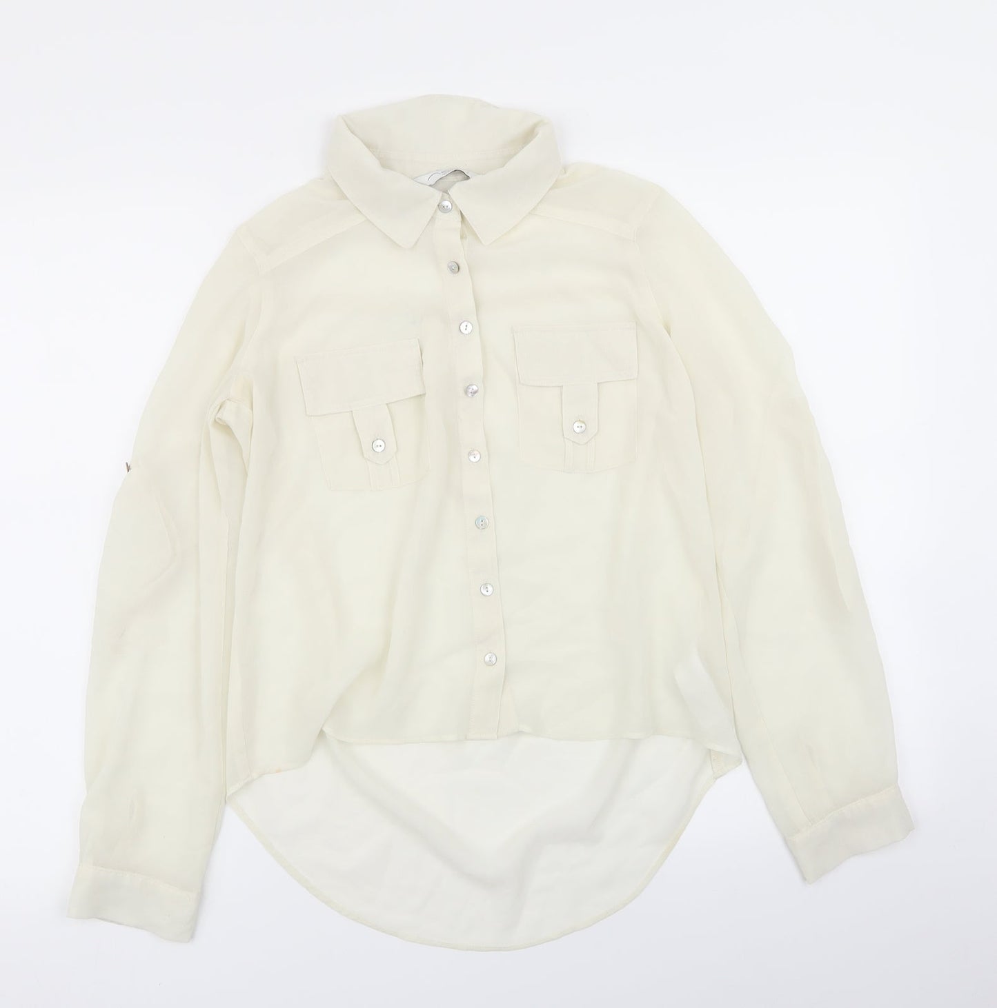 New Look Womens Ivory   Basic Button-Up Size 8