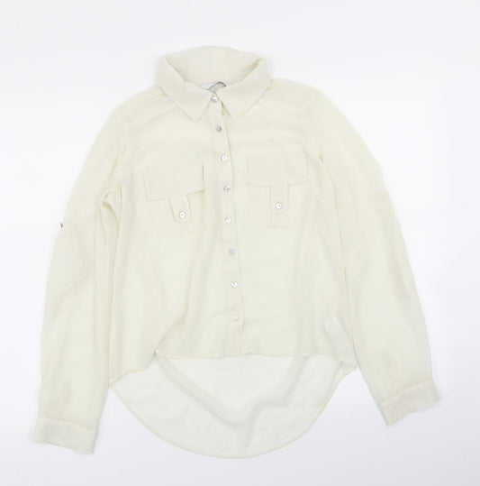 New Look Womens Ivory   Basic Button-Up Size 8