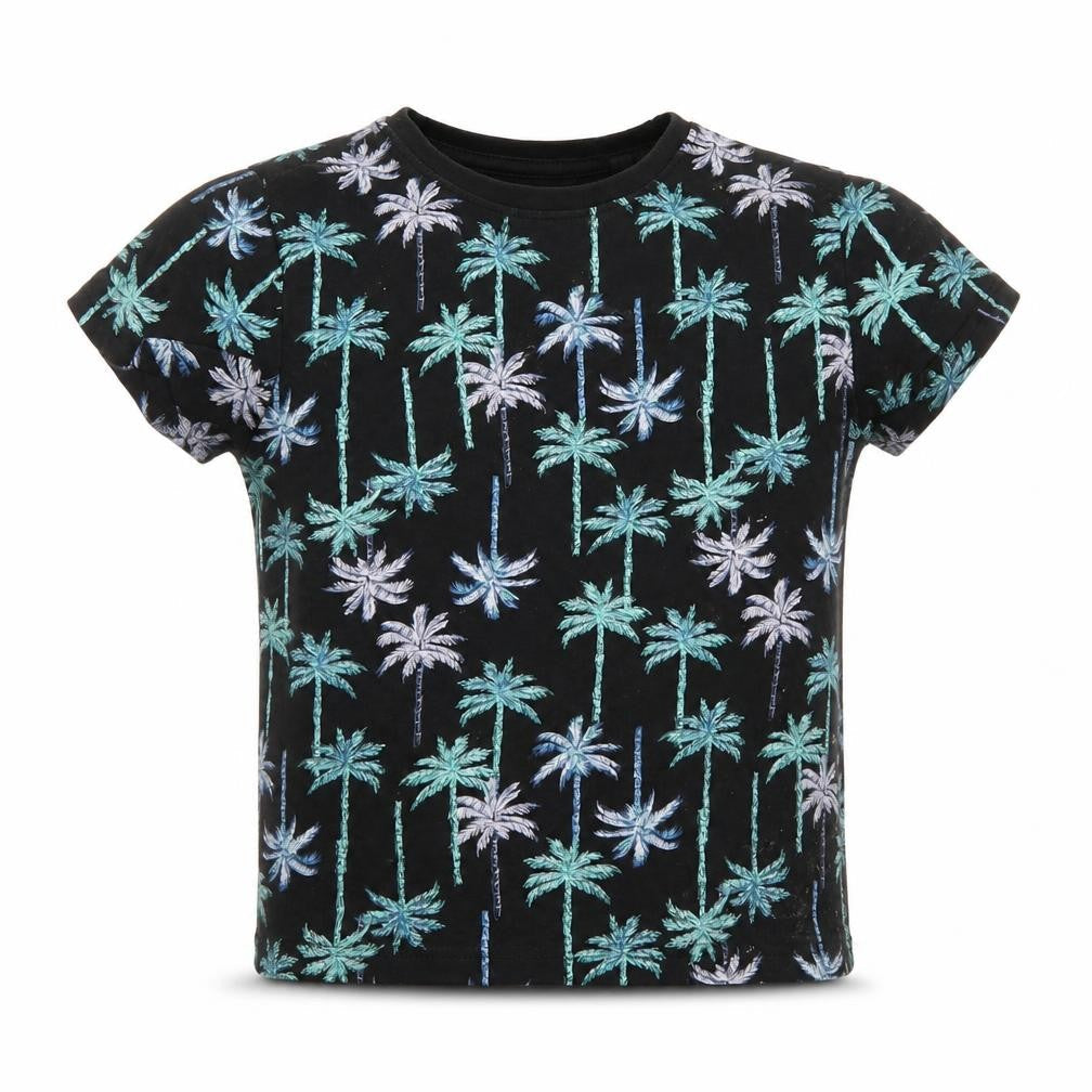 Primark Boys Black Floral  Basic T-Shirt Size 4-5 Years