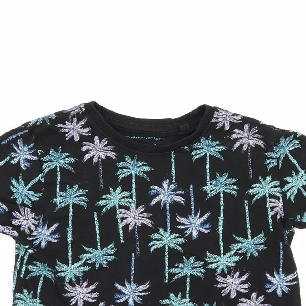 Primark Boys Black Floral  Basic T-Shirt Size 4-5 Years