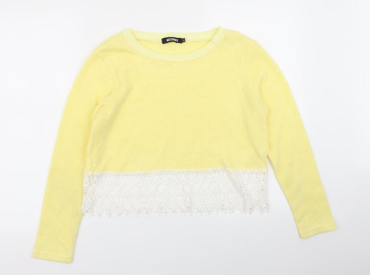 Missguided Womens Yellow Geometric  Pullover Jumper Size M