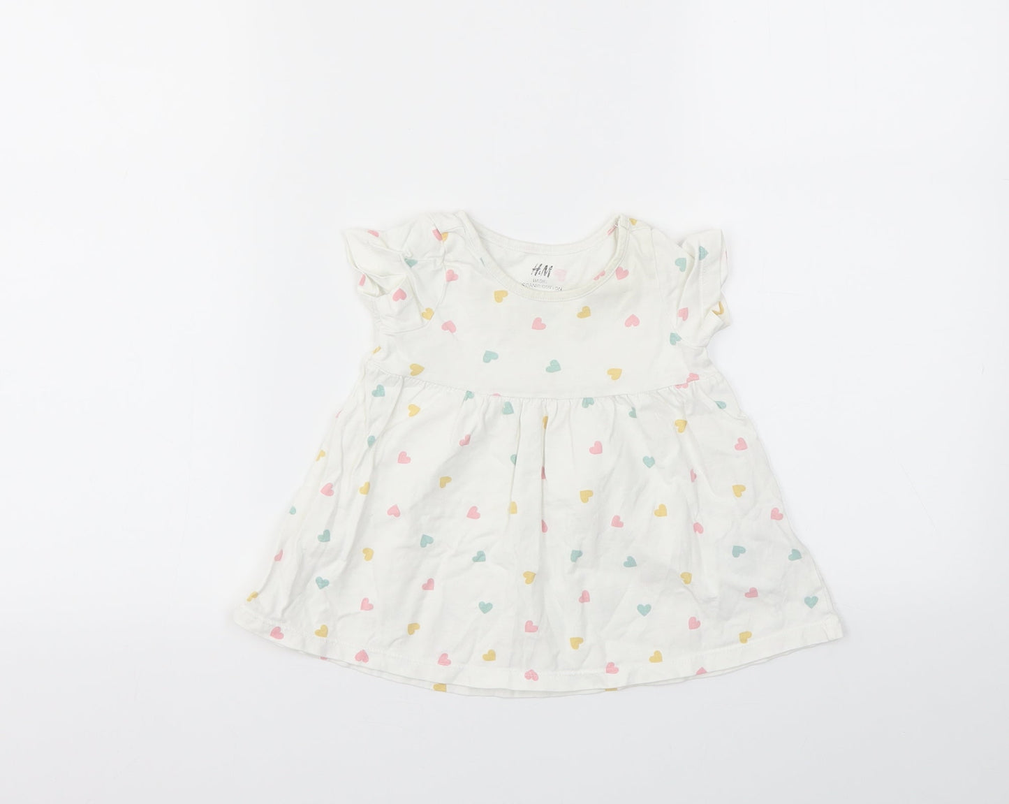 H&M Girls Multicoloured Geometric  Basic T-Shirt Size 3-6 Months