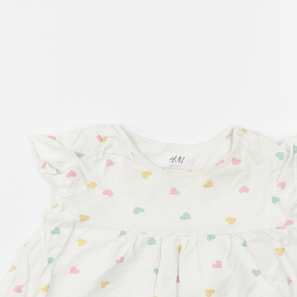 H&M Girls Multicoloured Geometric  Basic T-Shirt Size 3-6 Months