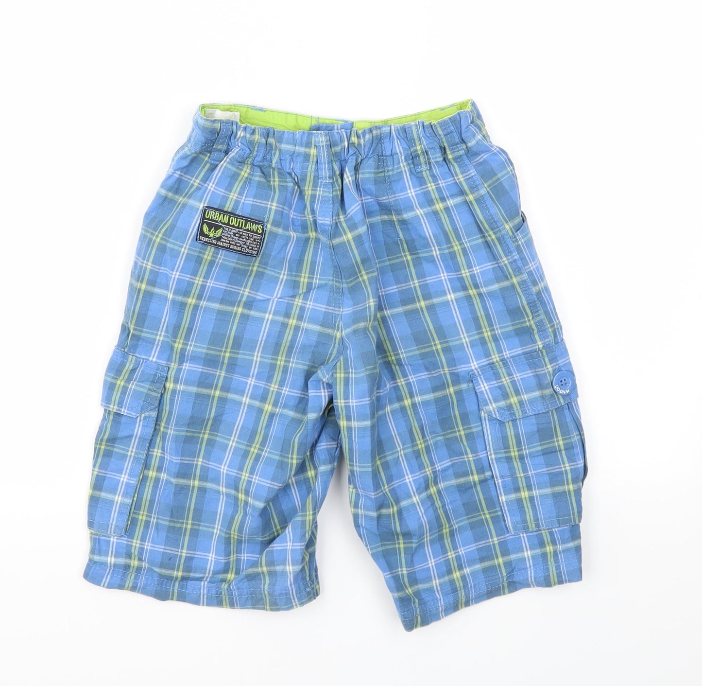 urban utlaws Boys Blue Check  Capri Trousers Size 10 Years