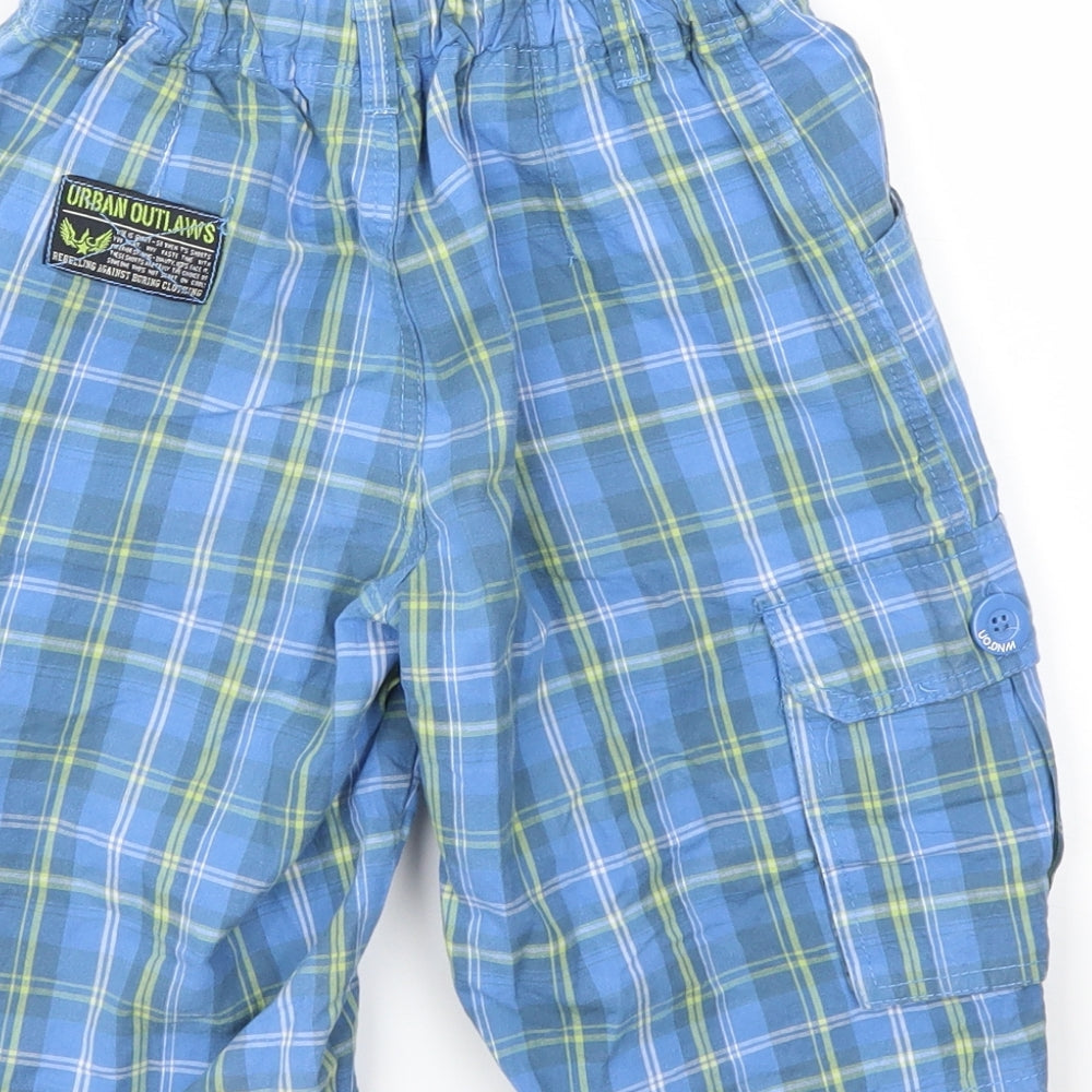 urban utlaws Boys Blue Check  Capri Trousers Size 10 Years
