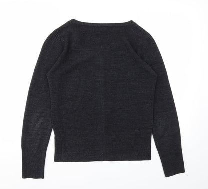 Back view of EVIE women’s grey cardigan jumper, size UK 10