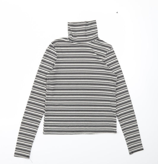 Cooperative Womens Black Striped  Basic T-Shirt Size S