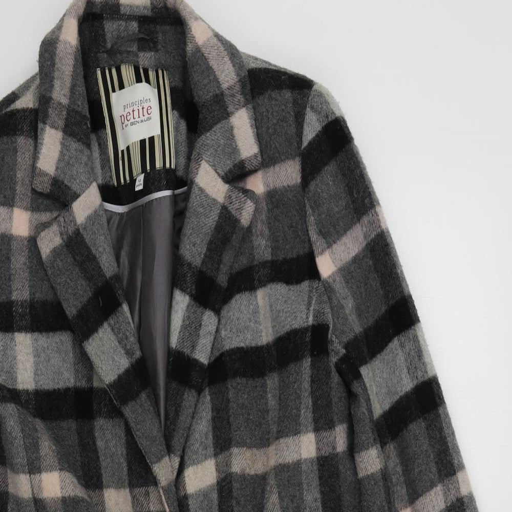 Prinsiples Womens Black Check  Overcoat Coat