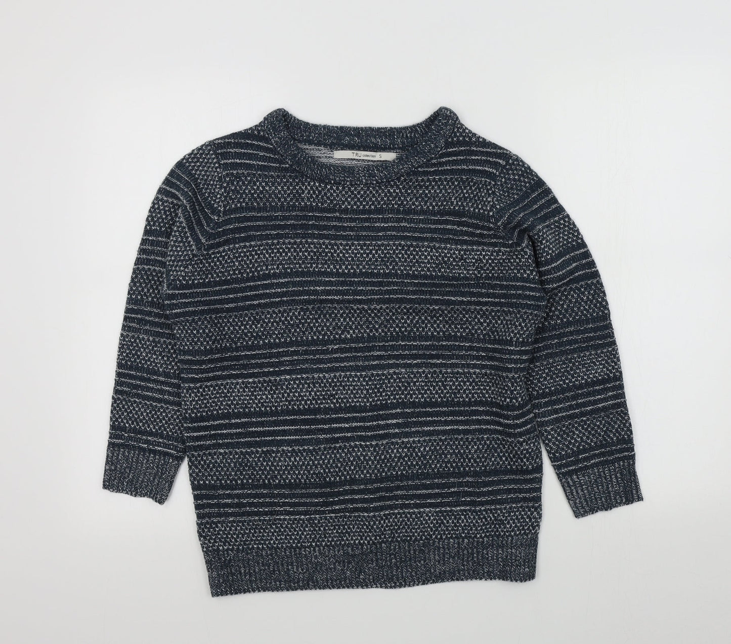 TRU Boys Blue Geometric  Pullover Jumper Size S