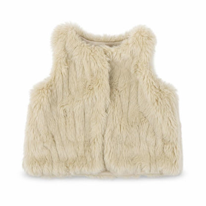 Front view of F&F girls’ beige colourblock basic coat snowsuit, size 36, months