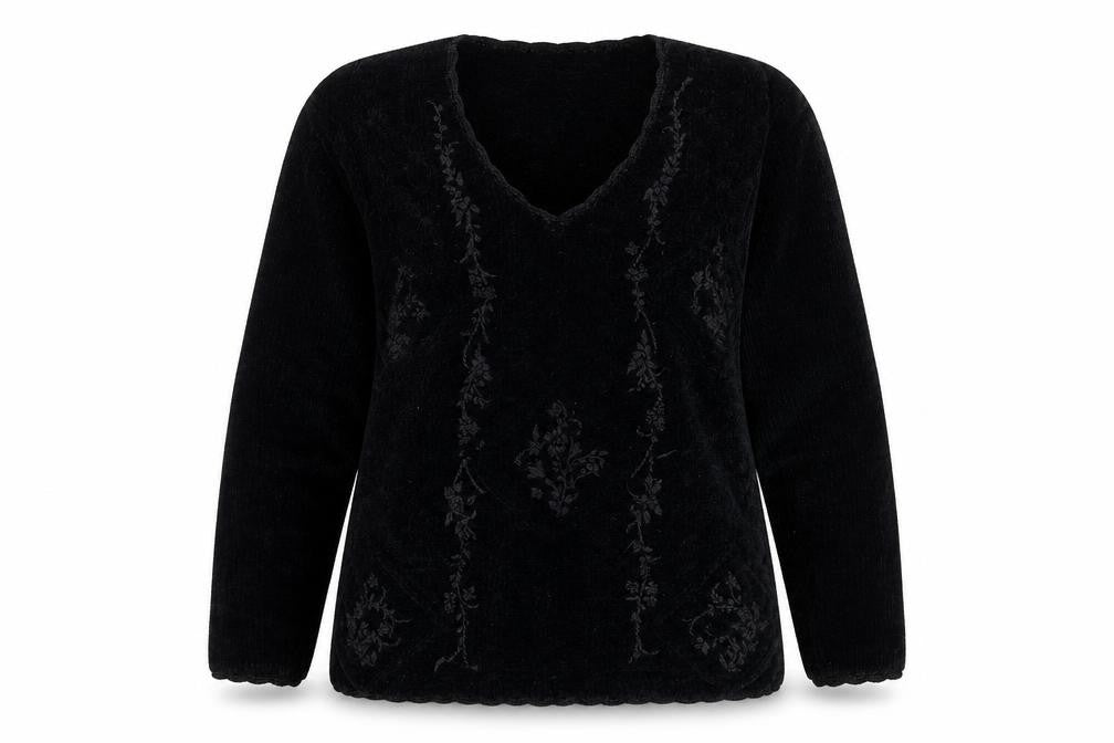 HANNAH Womens Black Floral  Pullover Jumper Size M