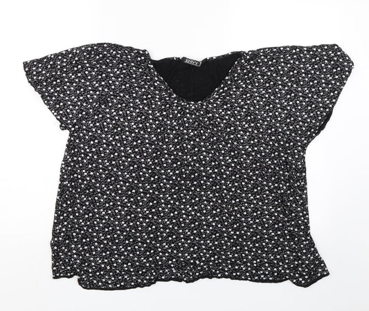 Envy Womens Black Floral  Basic T-Shirt Size 2XL