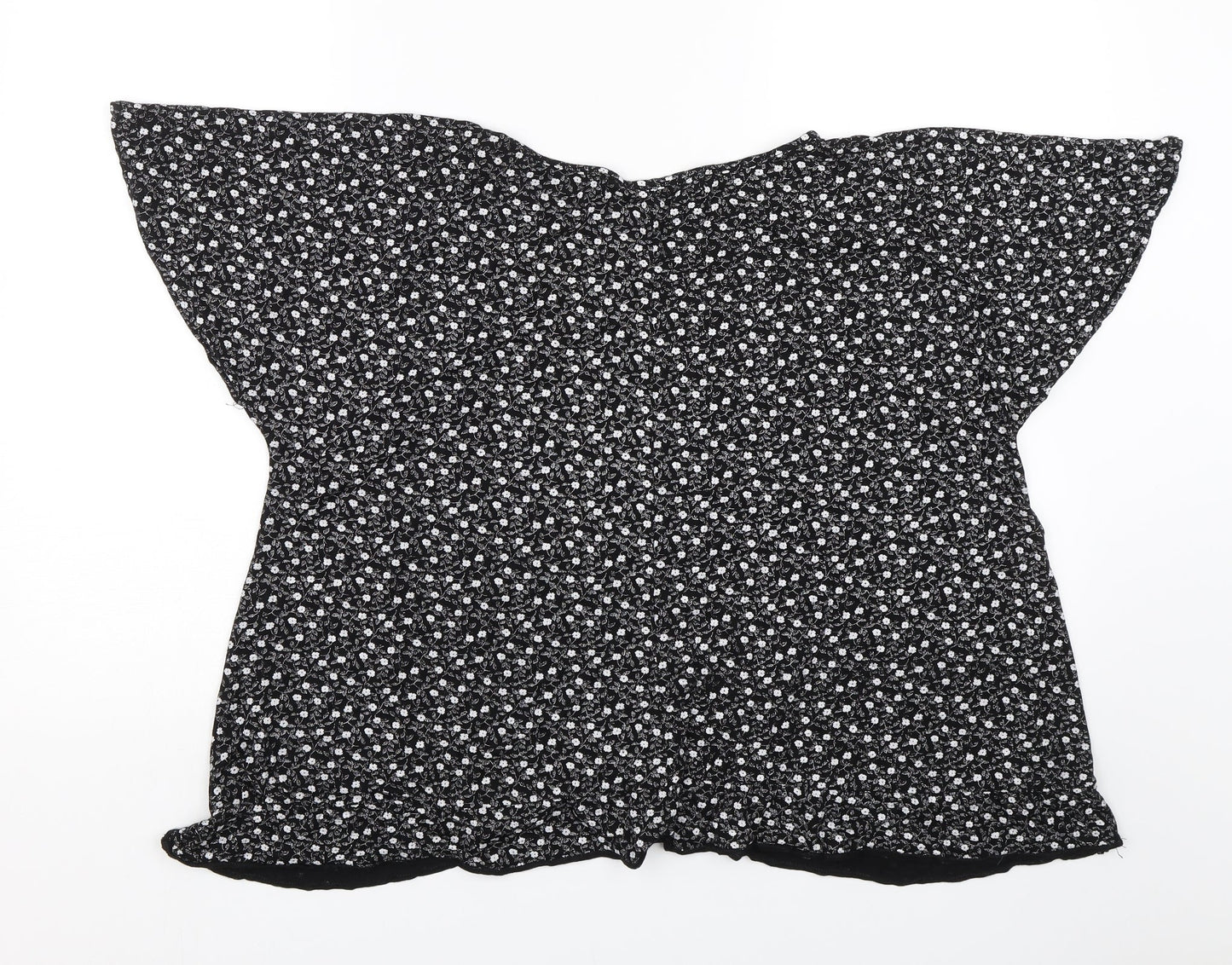 Envy Womens Black Floral  Basic T-Shirt Size 2XL