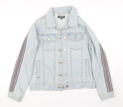 Studio Denim Womens Blue Striped Denim Jacket  Size 8