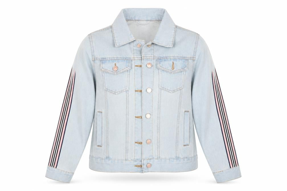 Studio Denim Womens Blue Striped Denim Jacket  Size 8