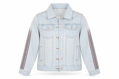 Studio Denim Womens Blue Striped Denim Jacket  Size 8