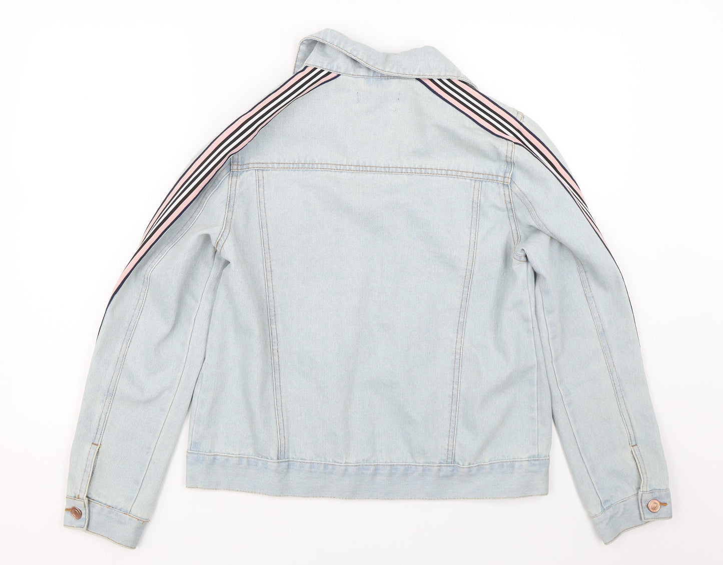 Studio Denim Womens Blue Striped Denim Jacket  Size 8