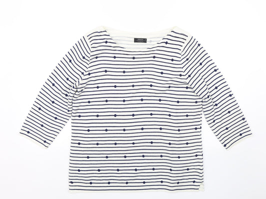 Matalan Womens Blue Striped  Pullover Jumper Size 16